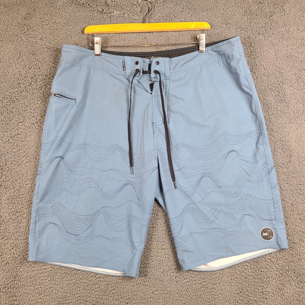 Lost Enterprises Mens Board Shorts Blue Wave Print Swim Trunks Size 40